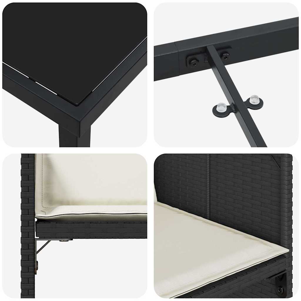 Have Spisebordssæt 5 stk. Sort polyrattan