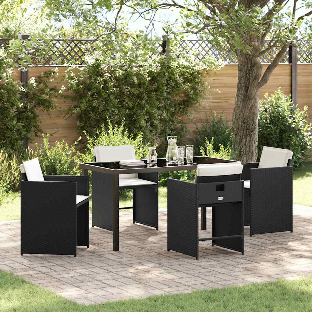 Have Spisebordssæt 5 stk. Sort polyrattan