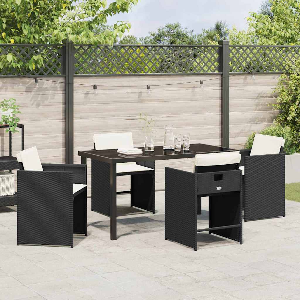 Have Spisebordssæt 5 stk. Sort polyrattan