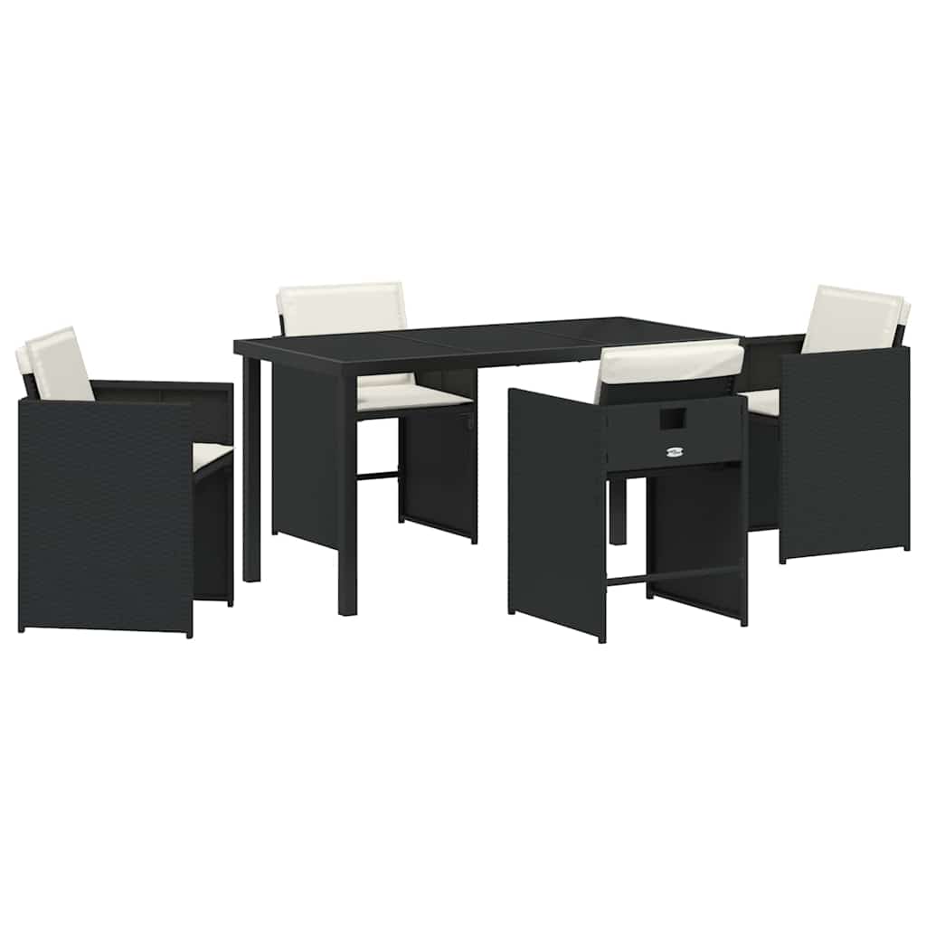Have Spisebordssæt 5 stk. Sort polyrattan