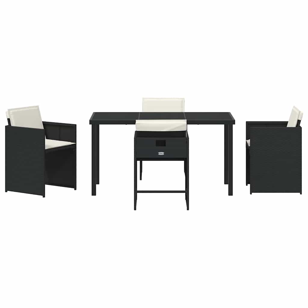 Have Spisebordssæt 5 stk. Sort polyrattan