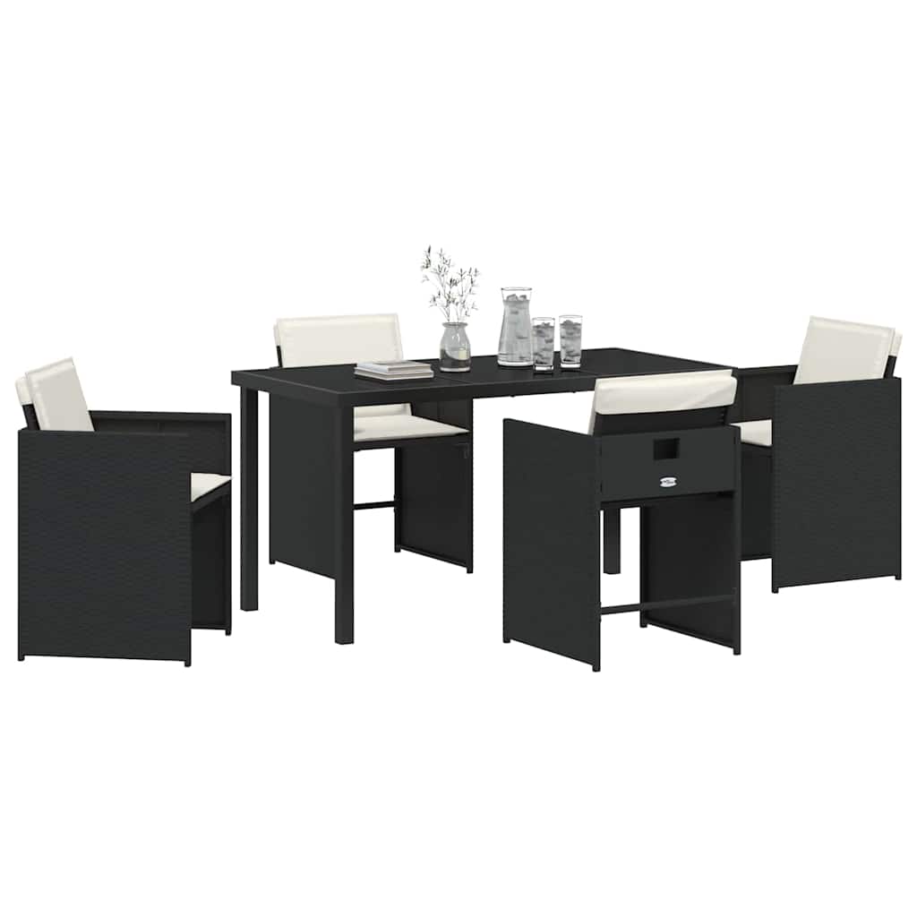 Have Spisebordssæt 5 stk. Sort polyrattan