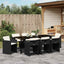 Have Spisebordssæt med pude 9 pcs Sort polyrattan