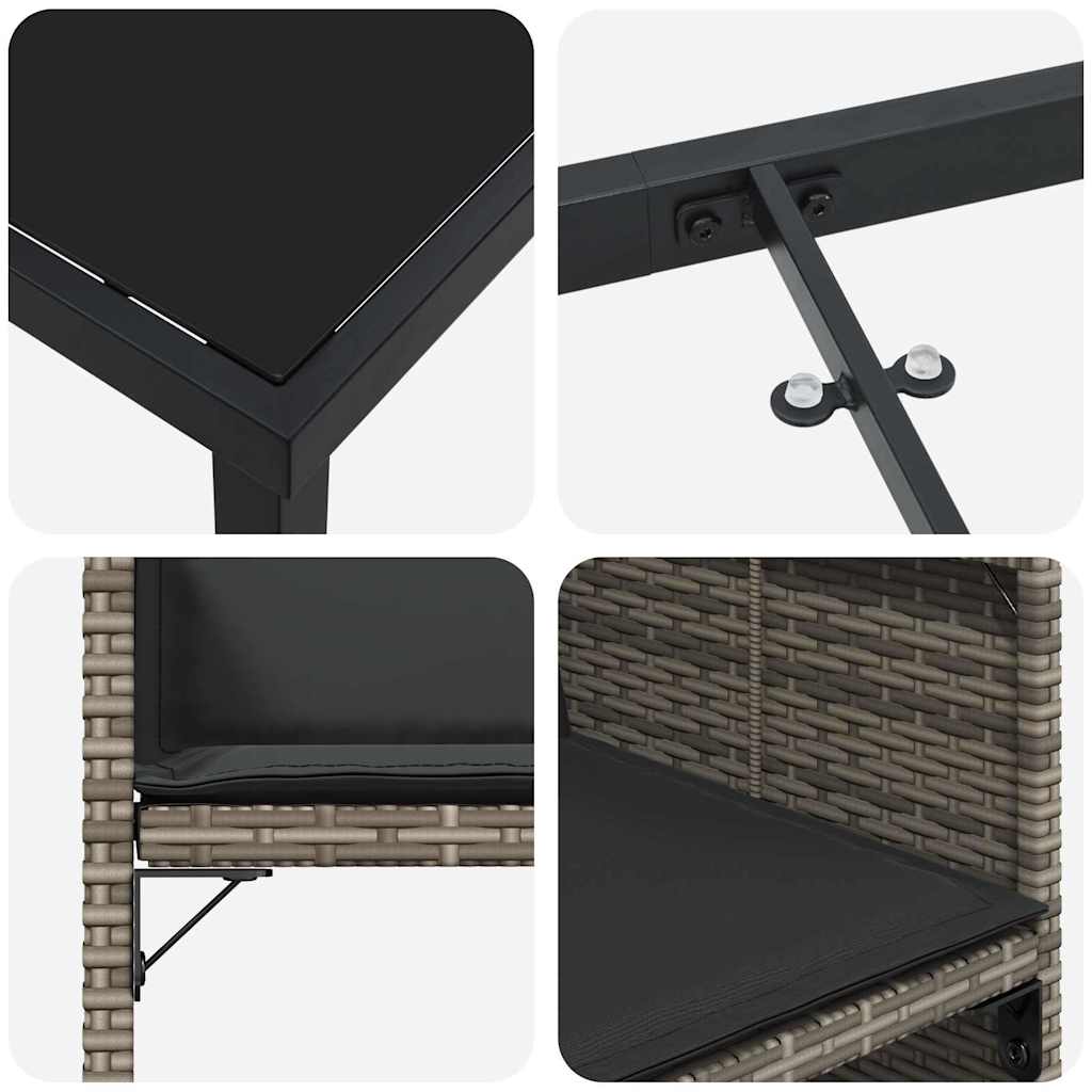 Have Spisebordssæt 5 stk. Grå polyrattan