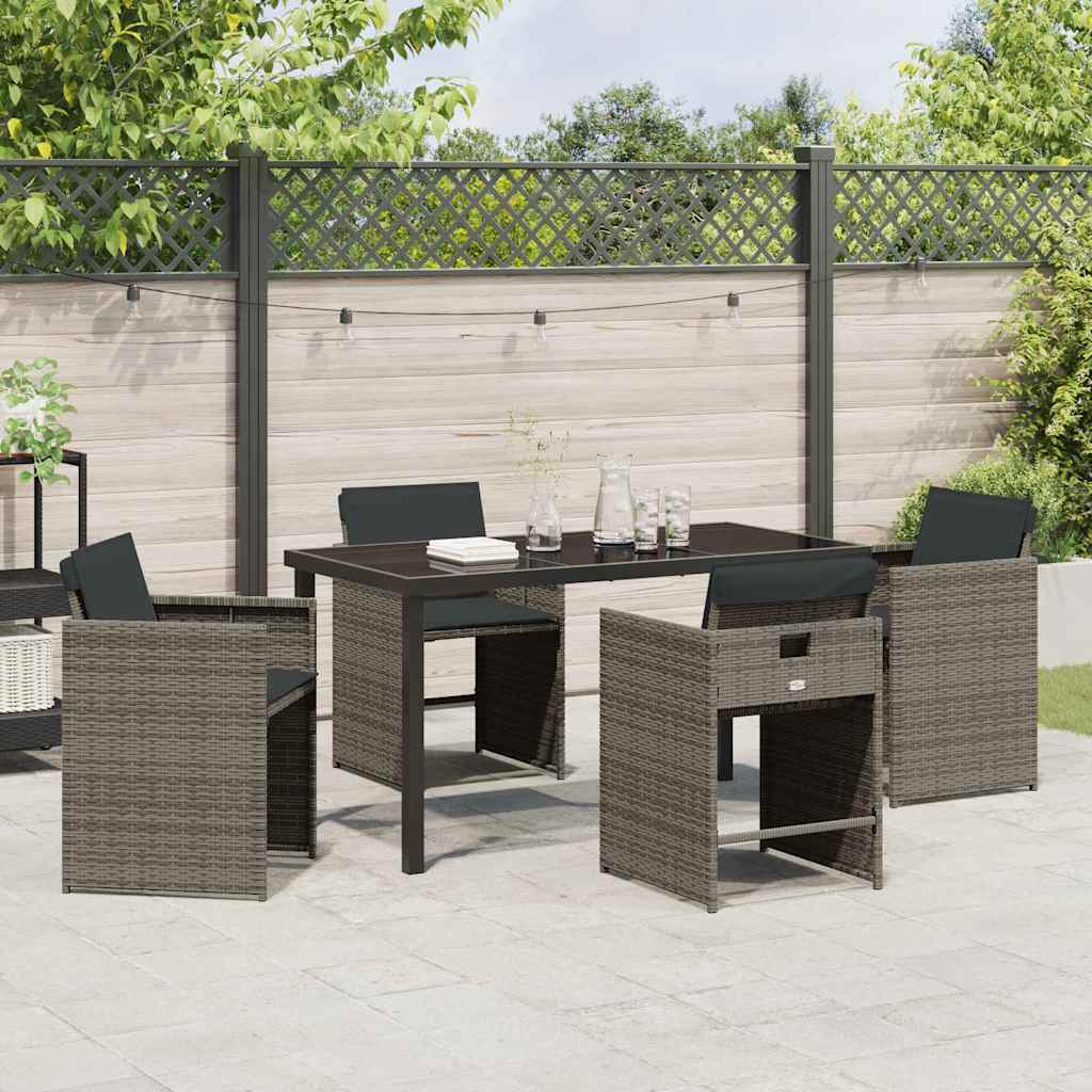 Have Spisebordssæt 5 stk. Grå polyrattan