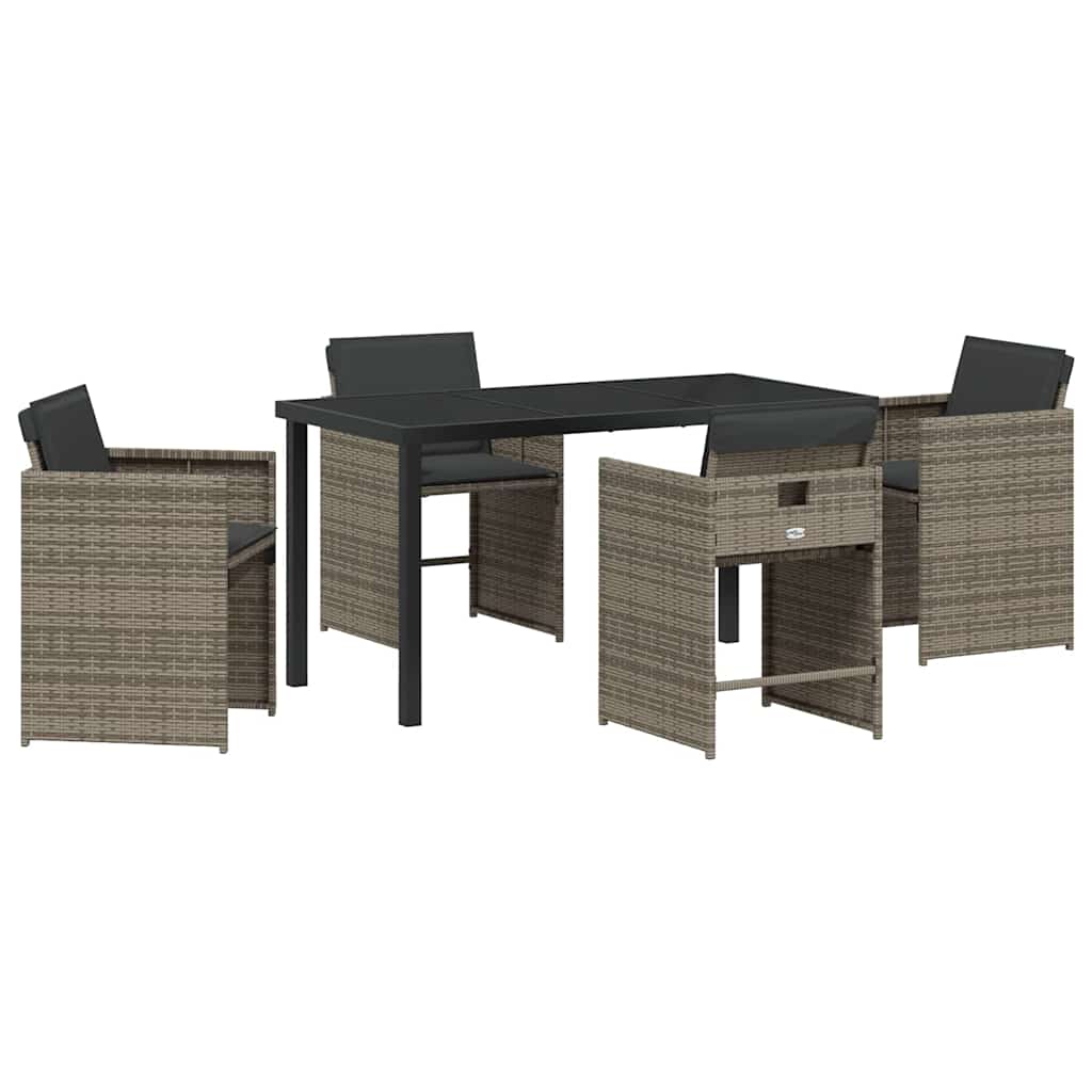 Have Spisebordssæt 5 stk. Grå polyrattan
