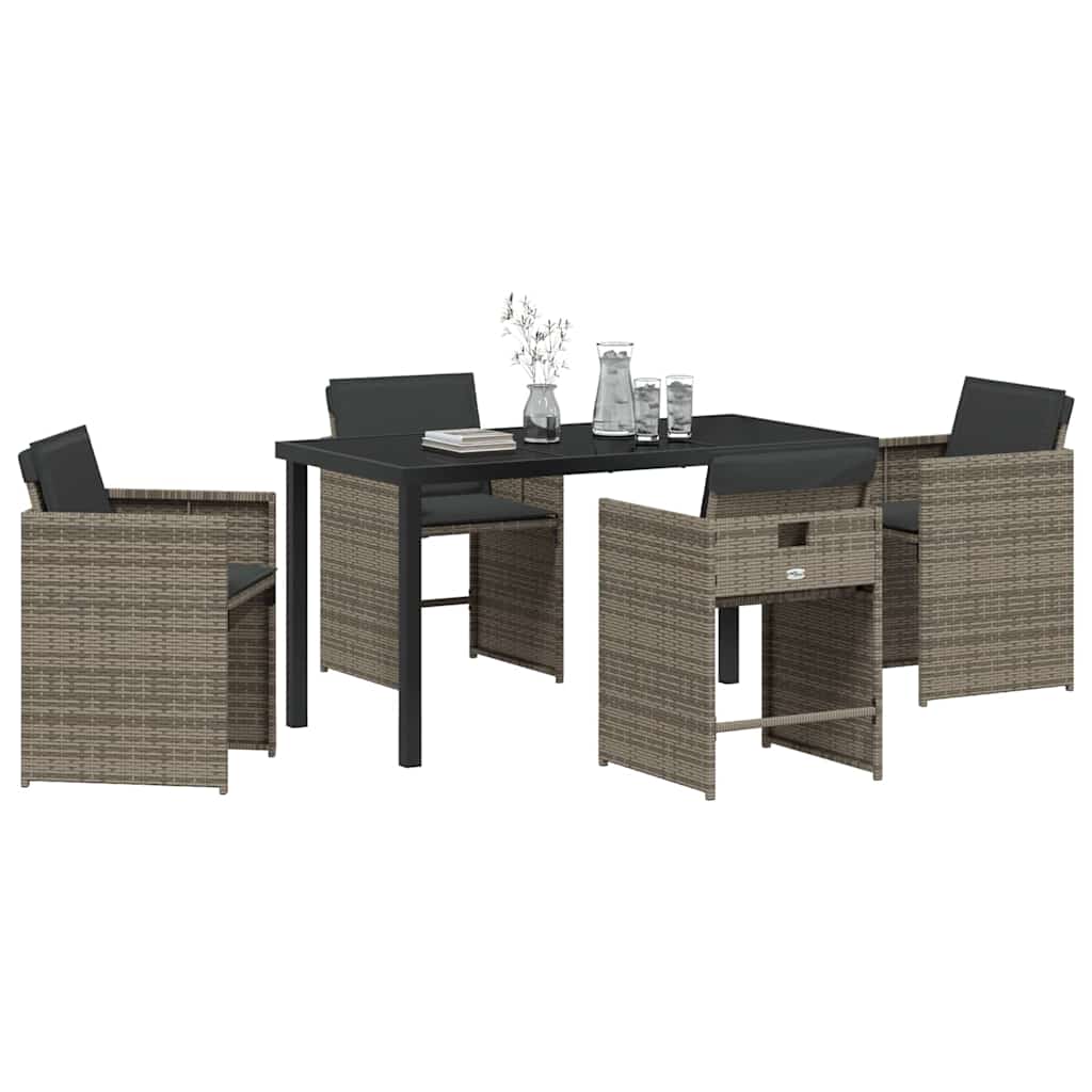 Have Spisebordssæt 5 stk. Grå polyrattan