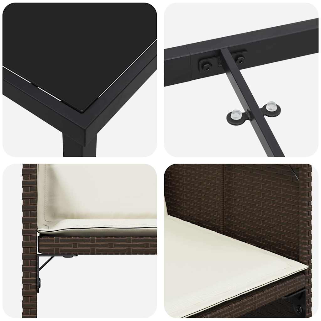Have Spisebordssæt 5 stk. Brun polyrattan