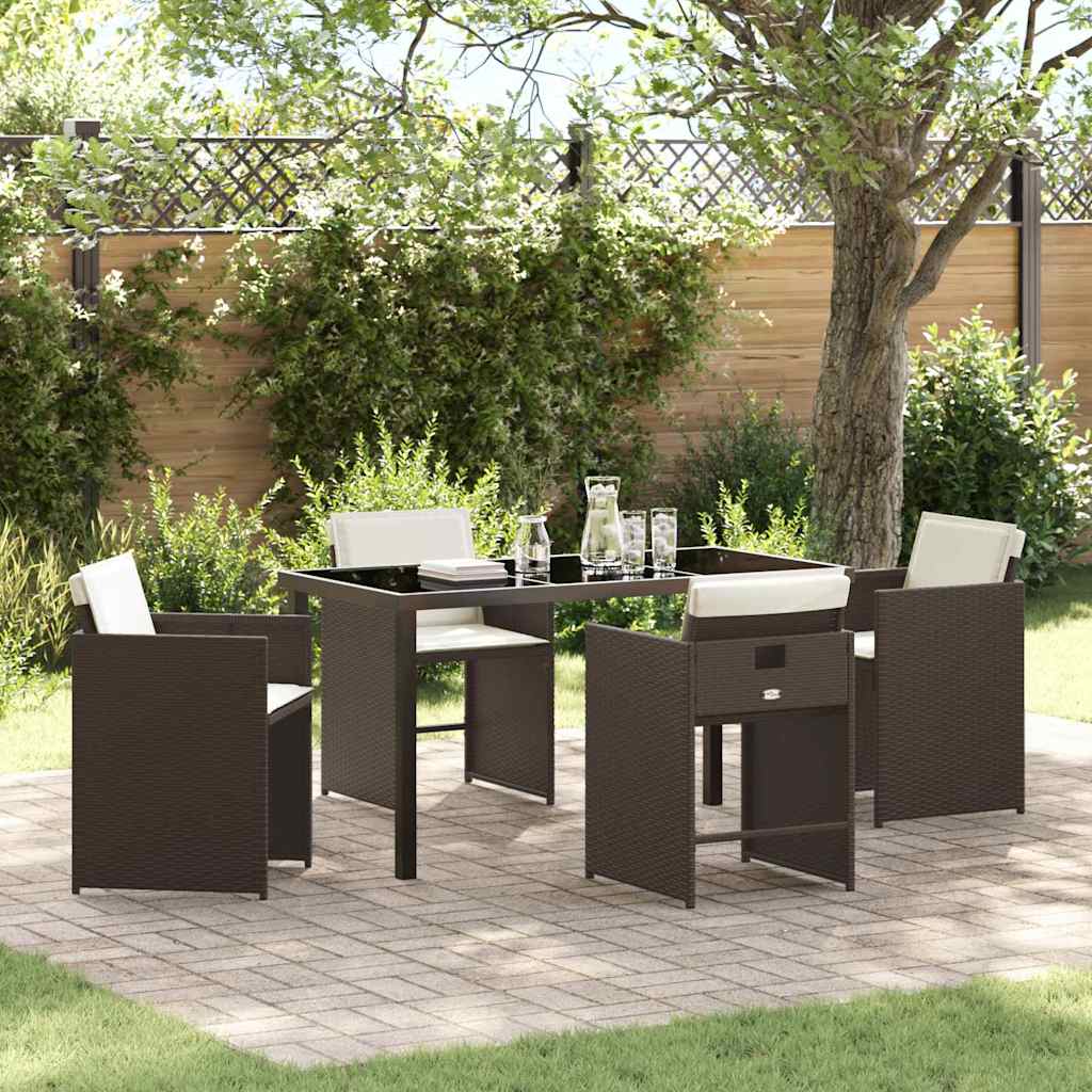 Have Spisebordssæt 5 stk. Brun polyrattan