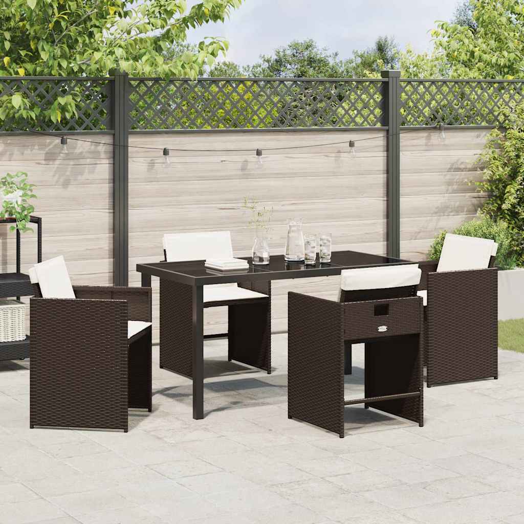 Have Spisebordssæt 5 stk. Brun polyrattan