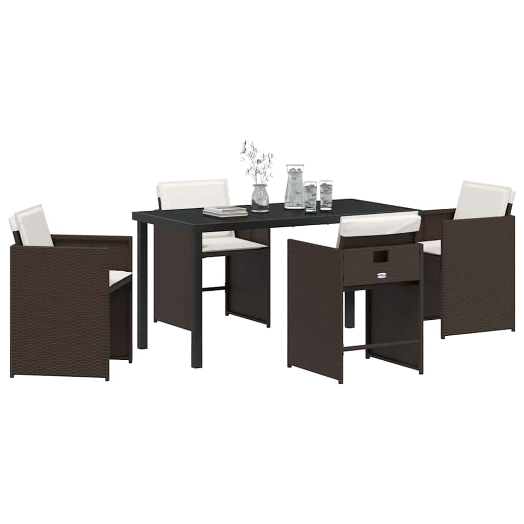 Have Spisebordssæt 5 stk. Brun polyrattan