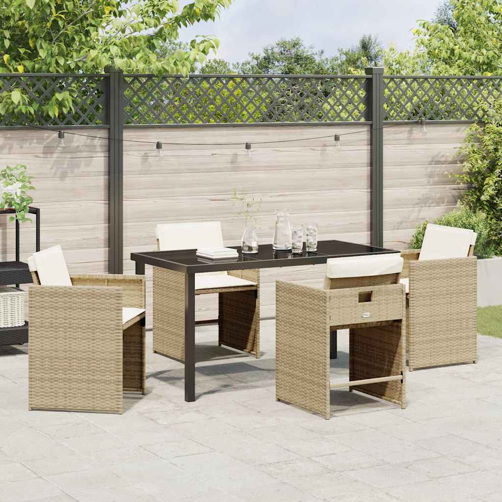 Have Spisebordssæt 5 stk. Beige polyrattan