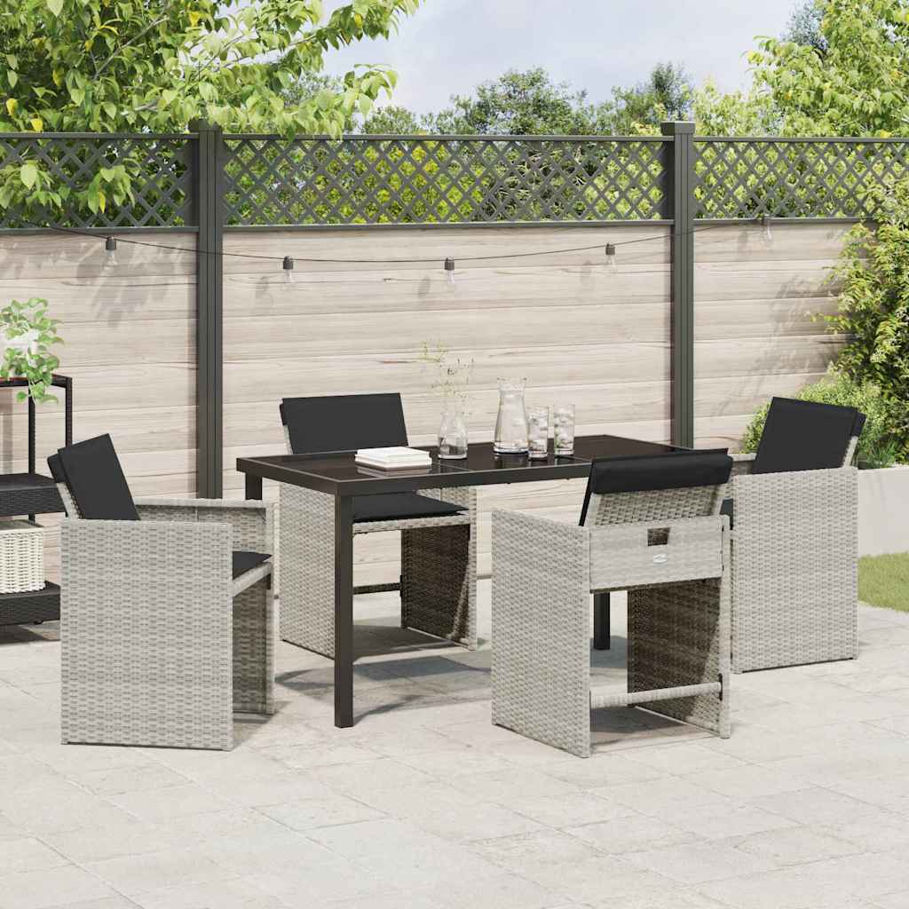 Have Spisebordssæt 5 stk. Lysegrå polyrattan