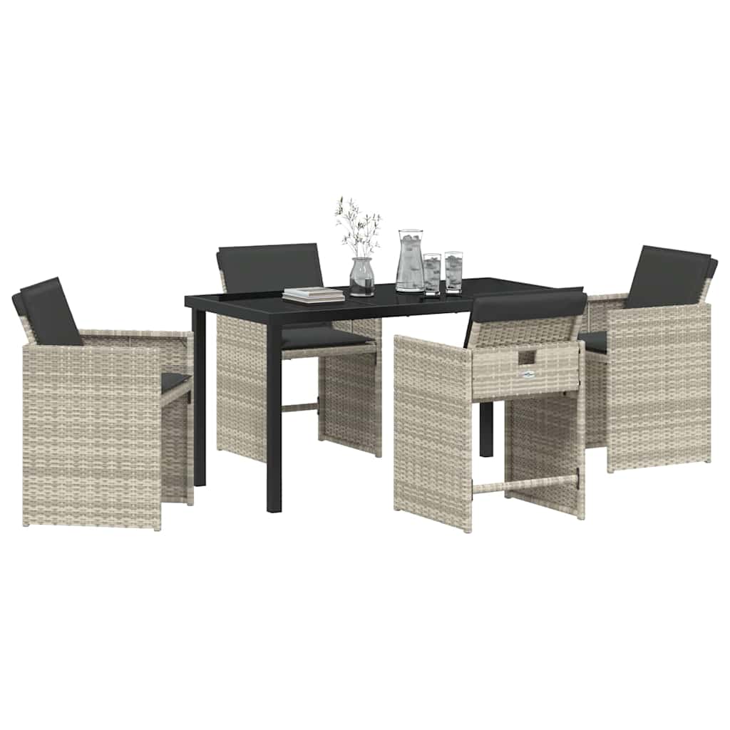 Have Spisebordssæt 5 stk. Lysegrå polyrattan