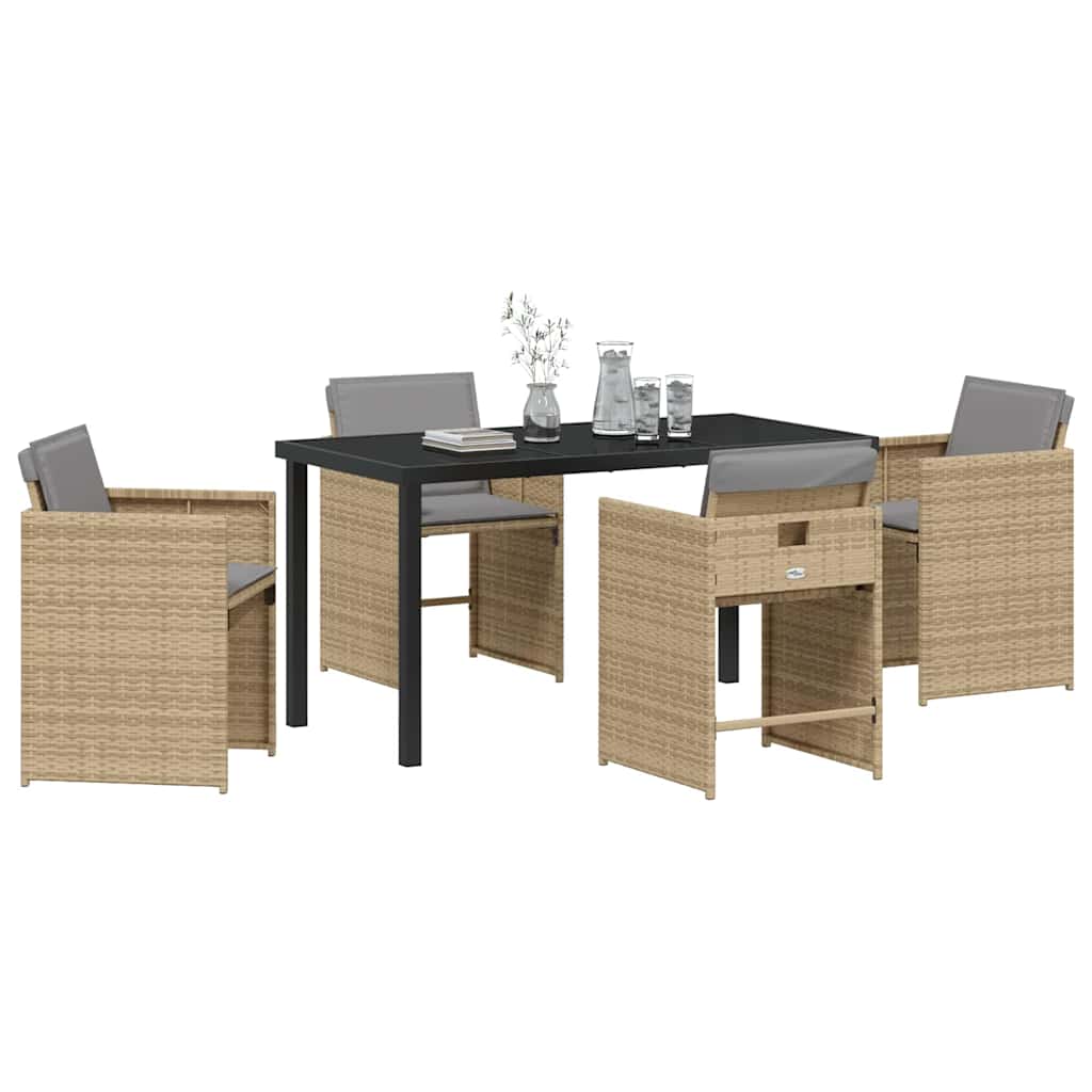 Have Spisebordssæt 5 stk. Beige polyrattan