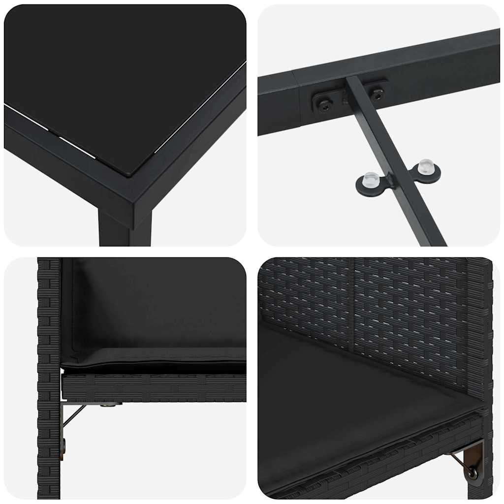 Have Spisebordssæt 5 stk. Sort polyrattan