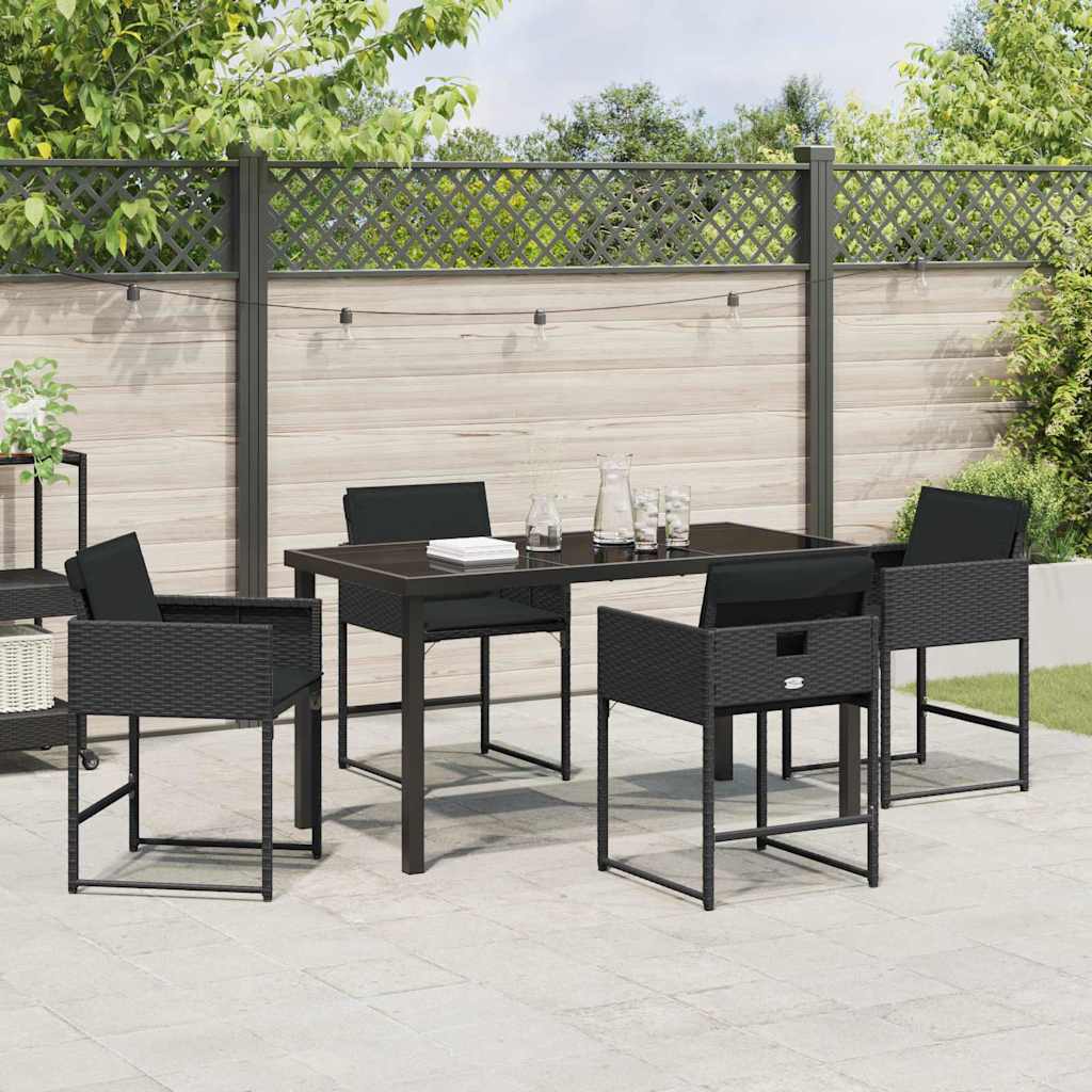 Have Spisebordssæt 5 stk. Sort polyrattan