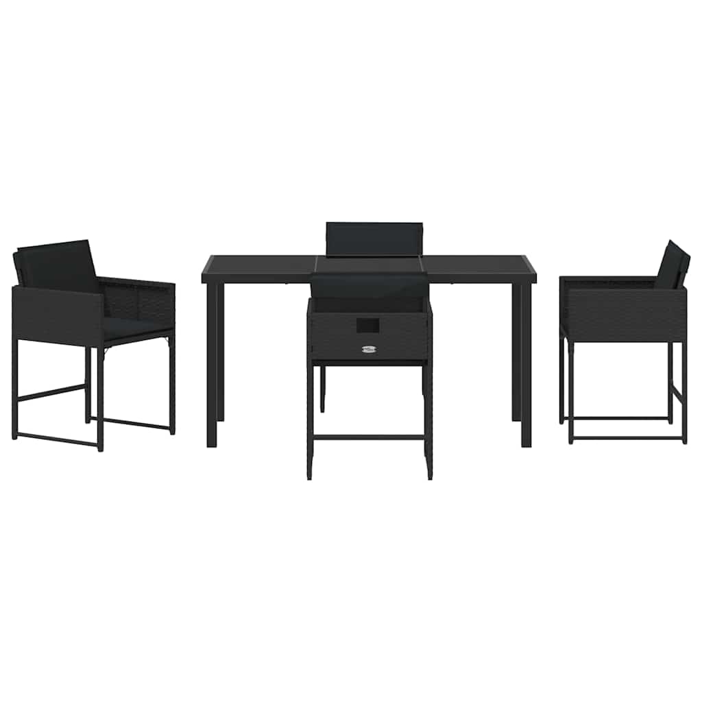 Have Spisebordssæt 5 stk. Sort polyrattan