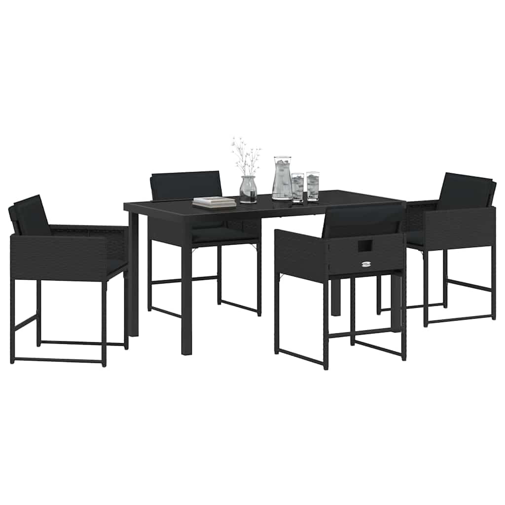 Have Spisebordssæt 5 stk. Sort polyrattan