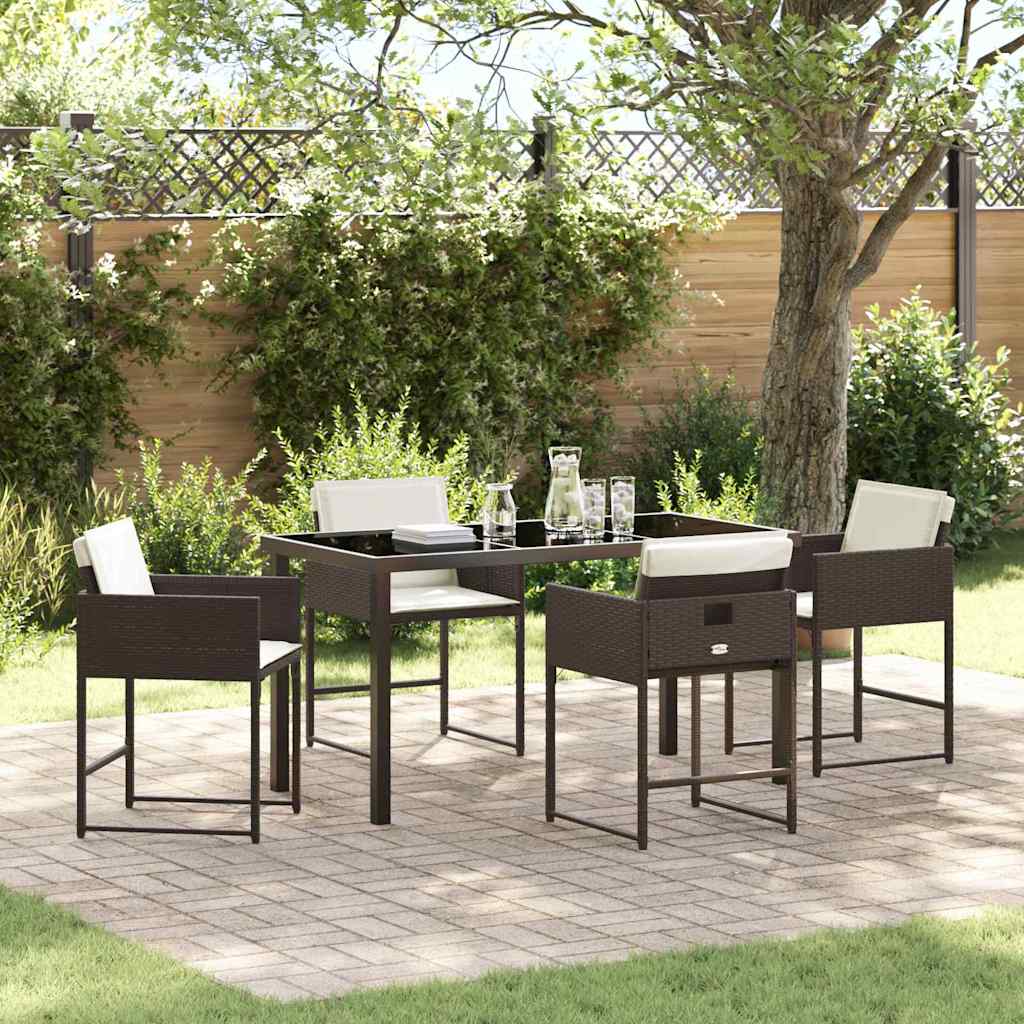 Have Spisebordssæt 5 stk. Brun polyrattan