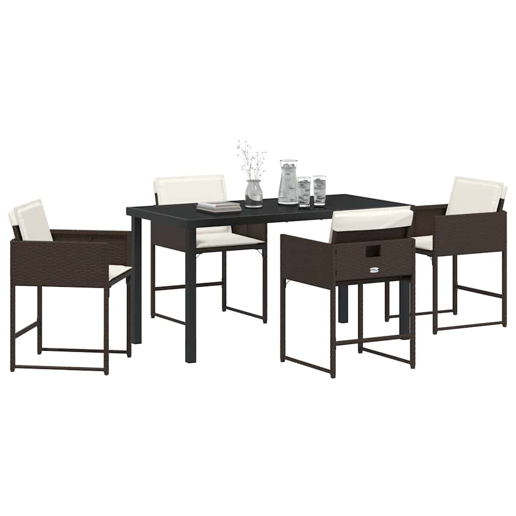 Have Spisebordssæt 5 stk. Brun polyrattan