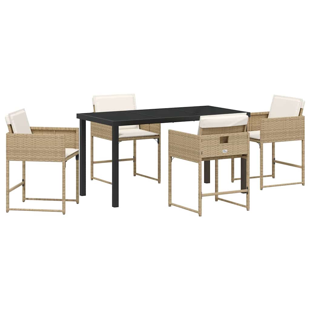 Have Spisebordssæt 5 stk. Beige polyrattan