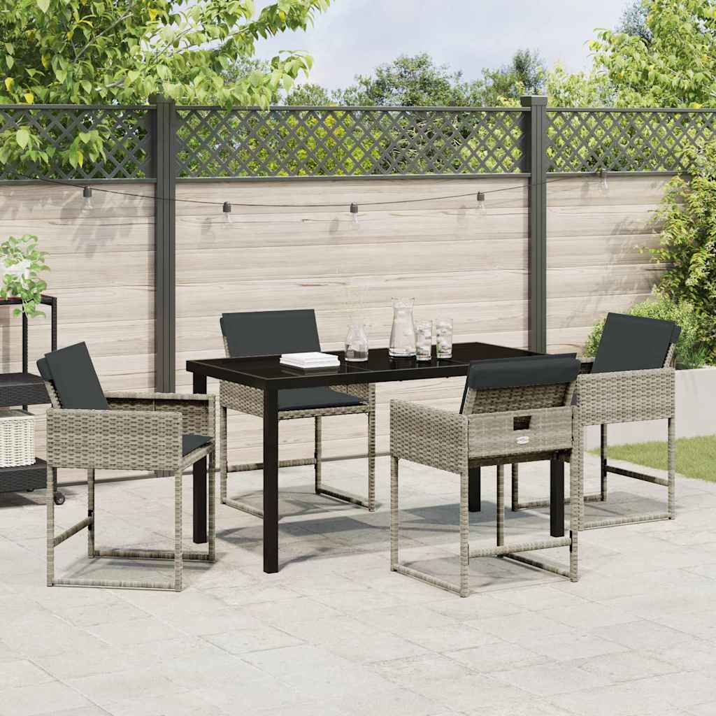 Have Spisebordssæt 5 stk. Lysegrå polyrattan