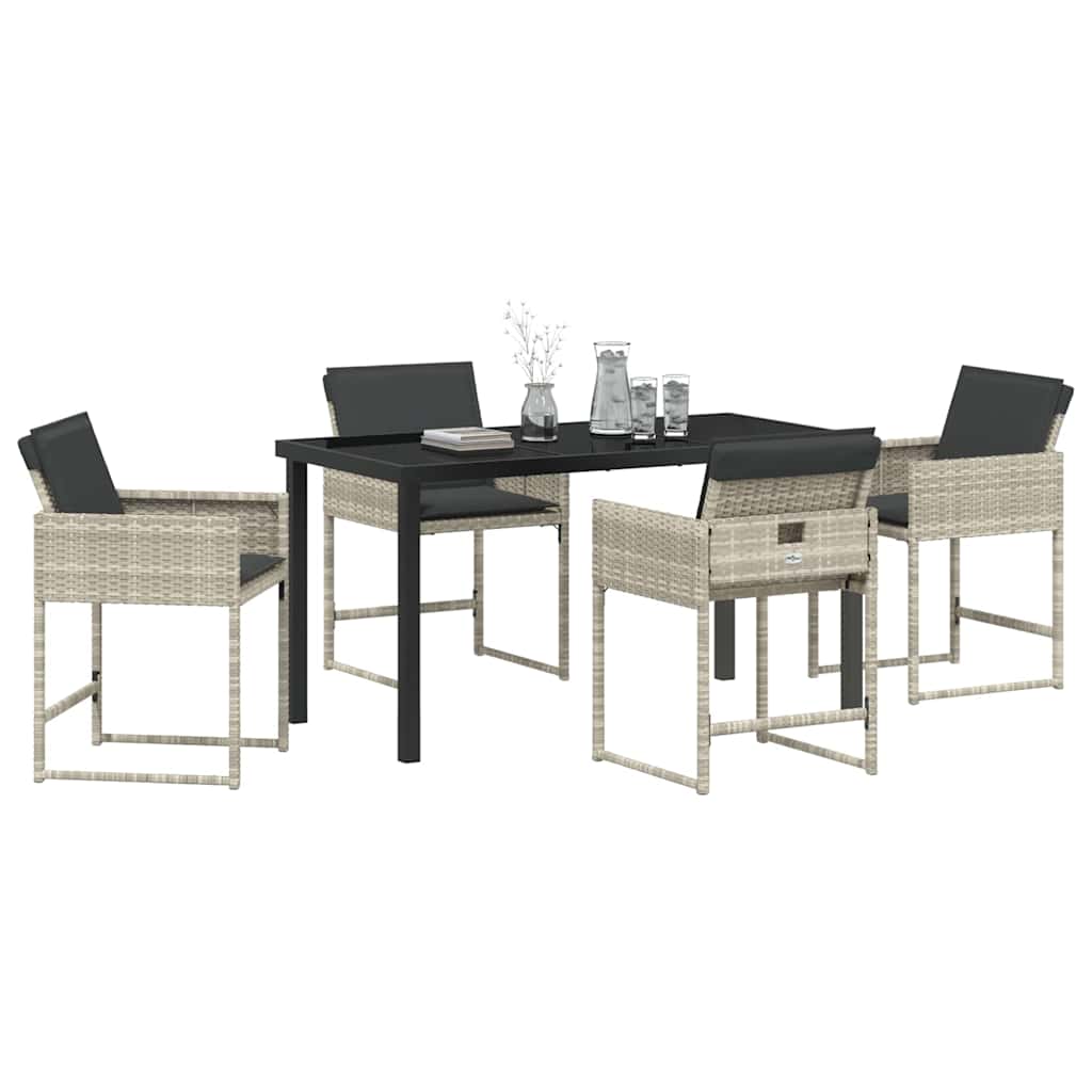 Have Spisebordssæt 5 stk. Lysegrå polyrattan