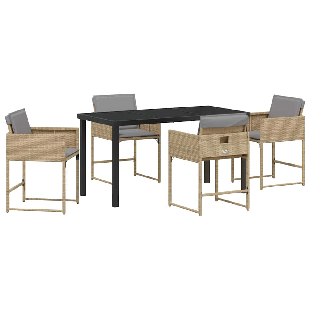 Have Spisebordssæt 5 stk. Beige polyrattan