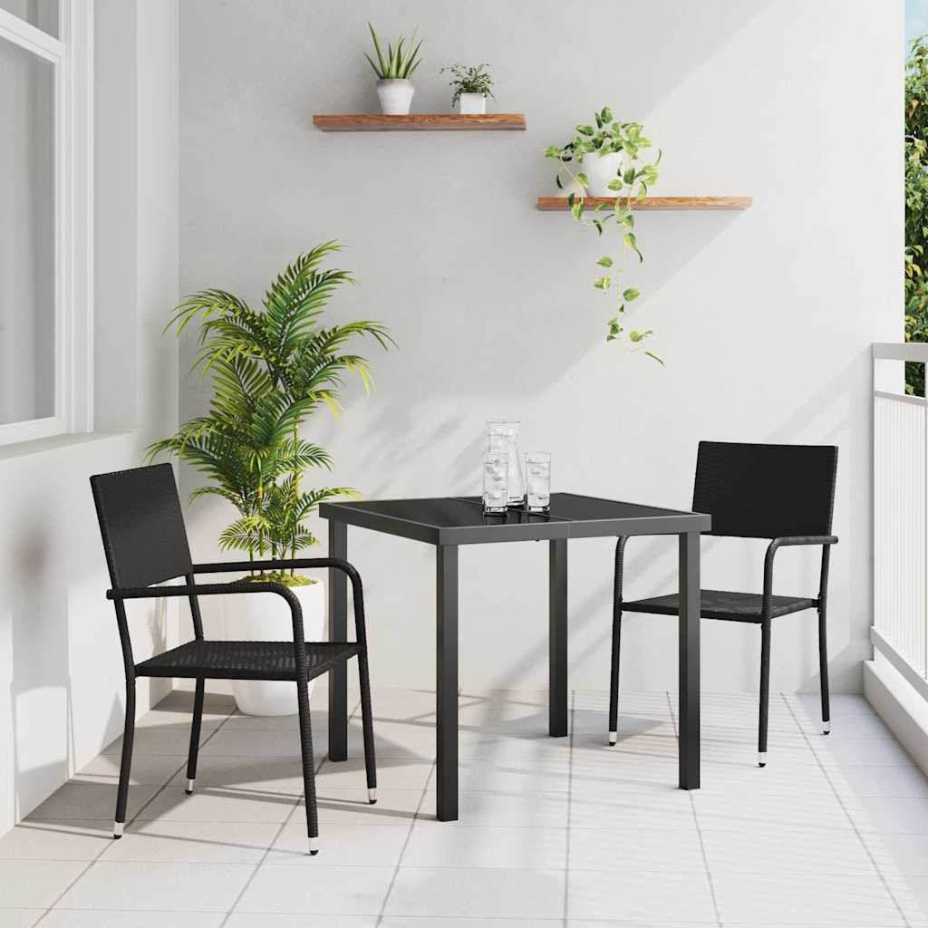 Have Spisebordssæt 3 stk. Sort polyrattan
