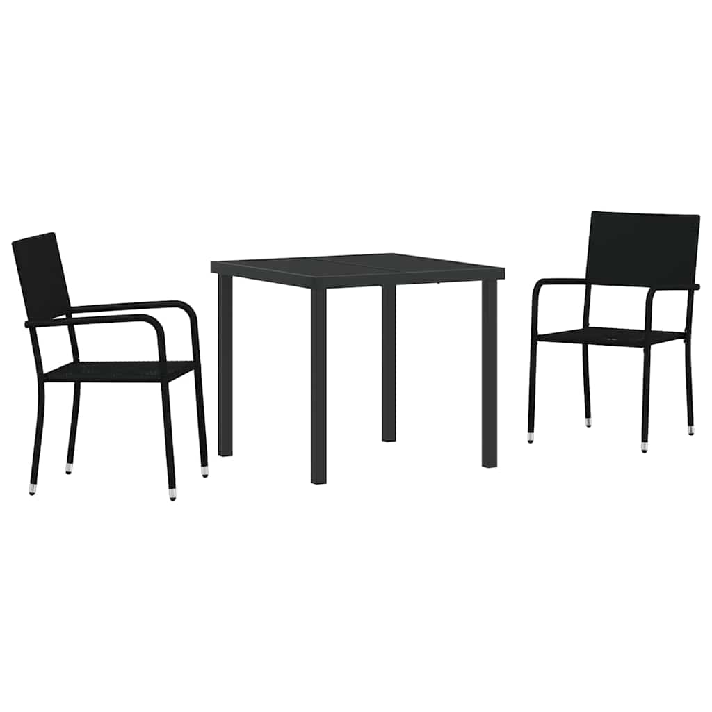 Have Spisebordssæt 3 stk. Sort polyrattan
