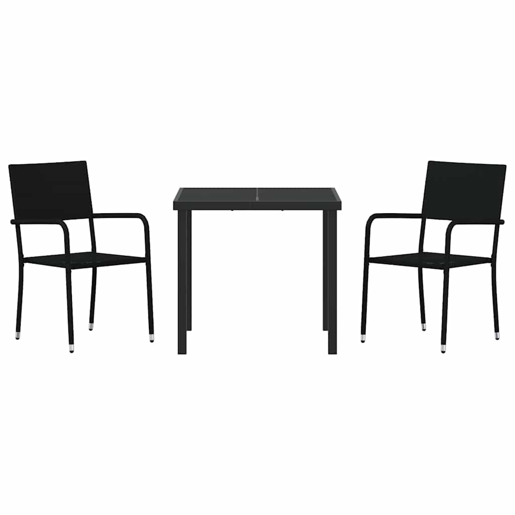 Have Spisebordssæt 3 stk. Sort polyrattan