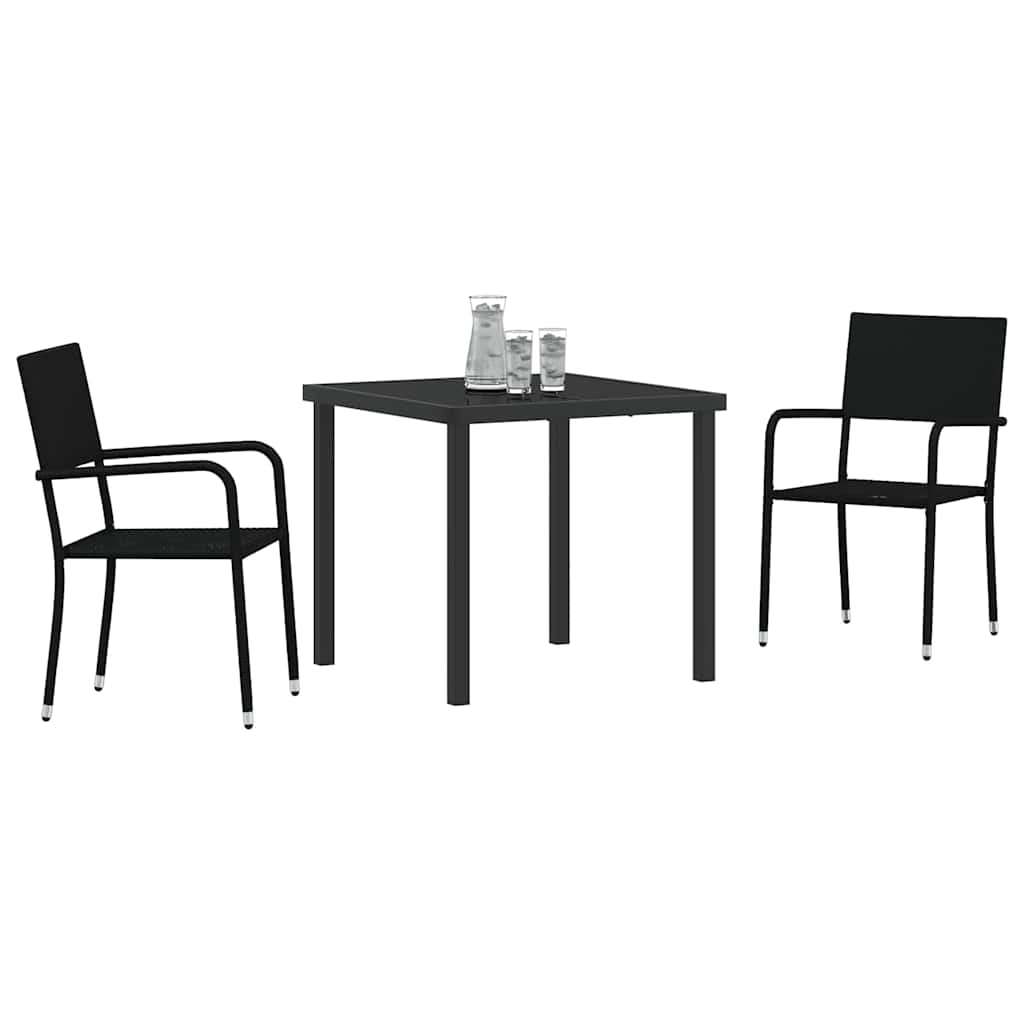 Have Spisebordssæt 3 stk. Sort polyrattan