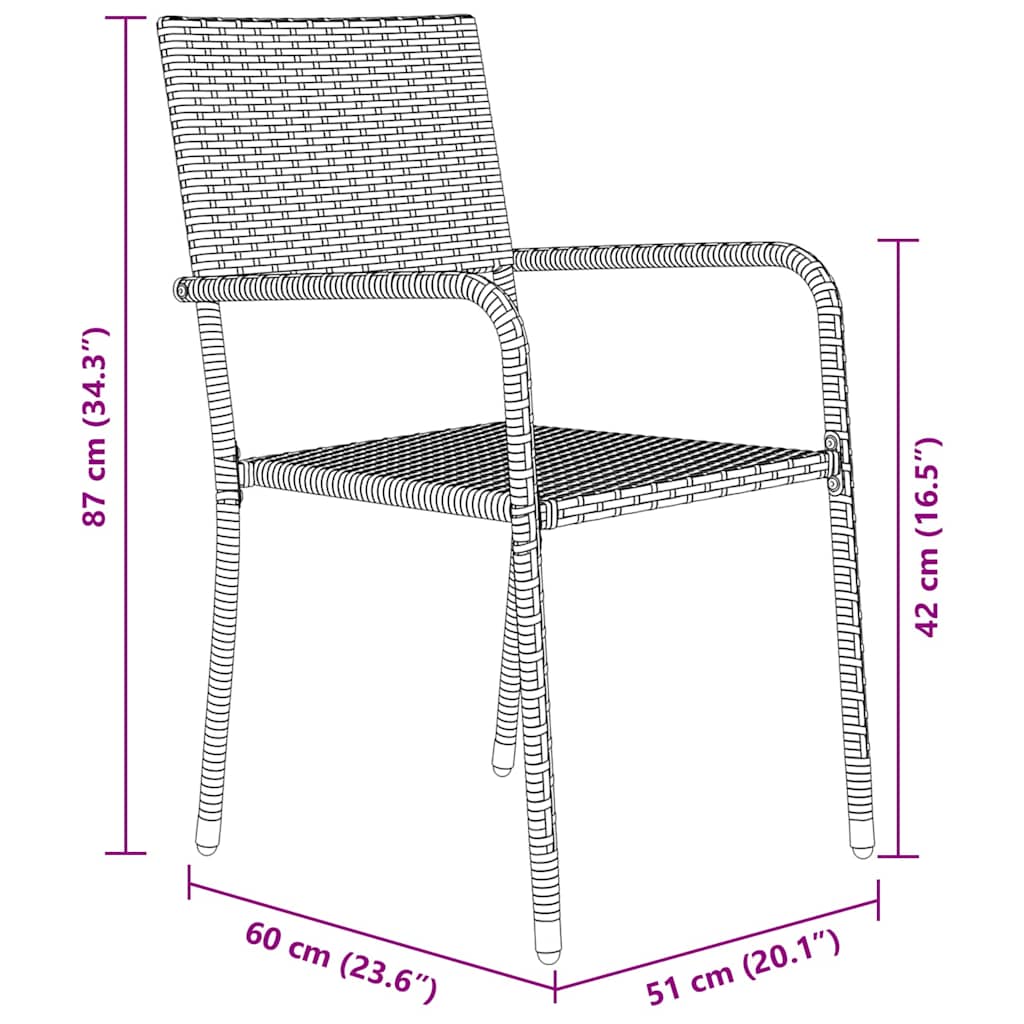 Have Spisebordssæt 3 stk. Sort polyrattan