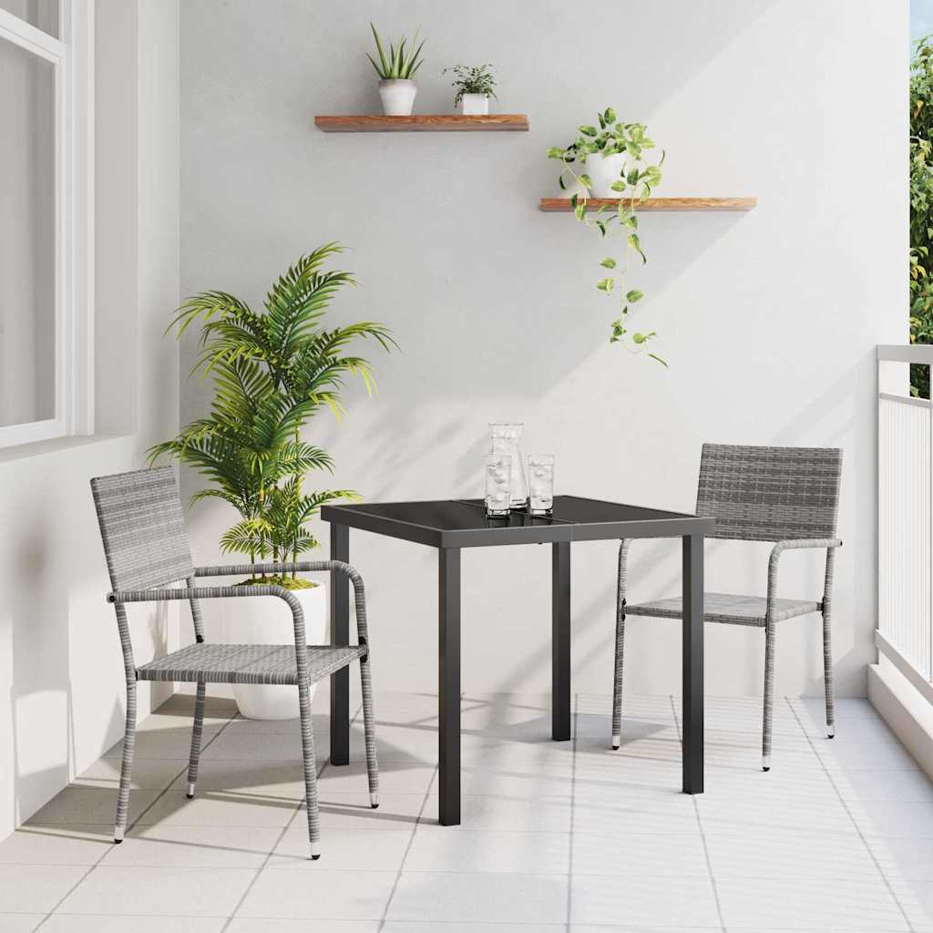 Have Spisebordssæt 3 stk. Grå polyrattan