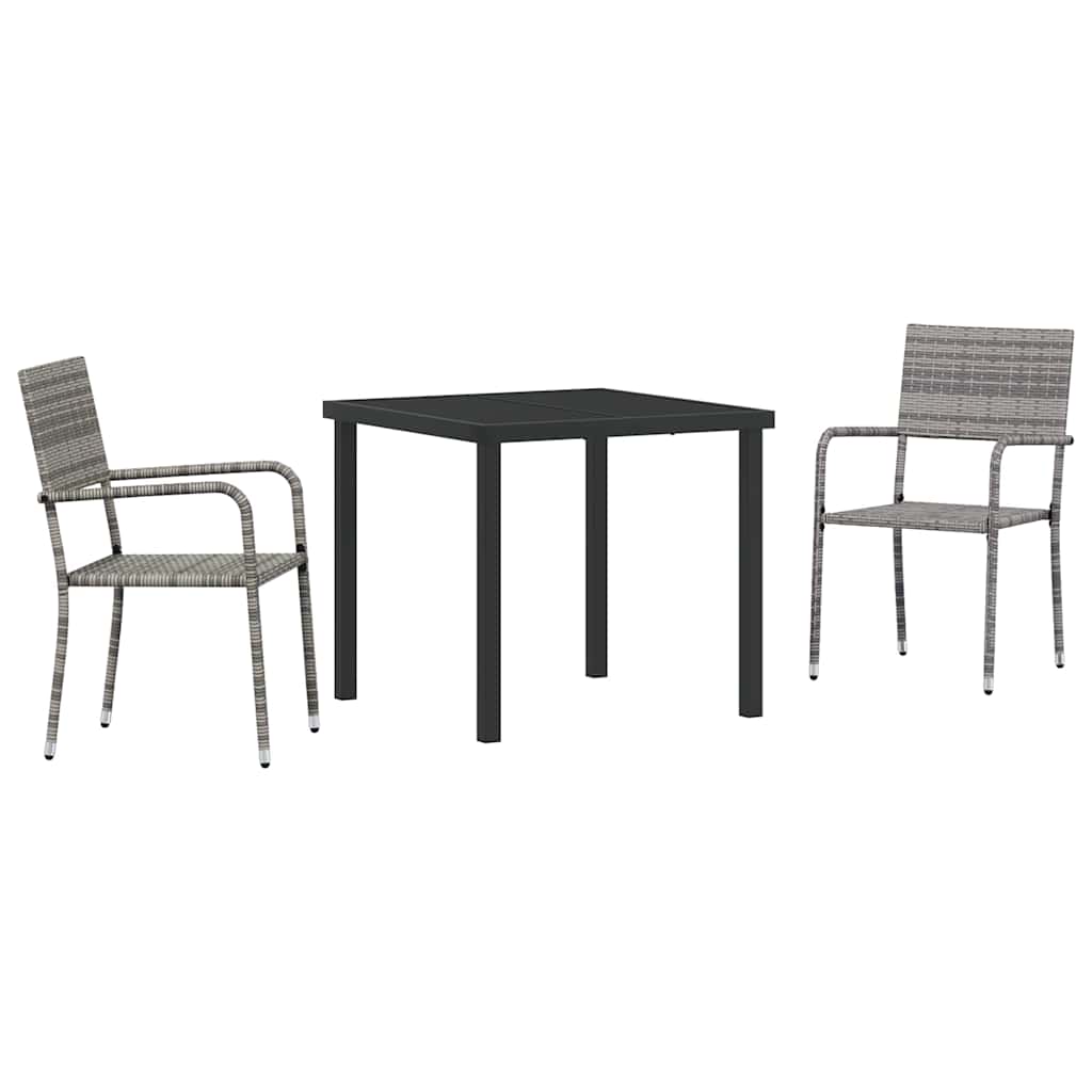 Have Spisebordssæt 3 stk. Grå polyrattan
