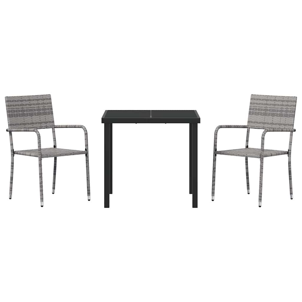 Have Spisebordssæt 3 stk. Grå polyrattan