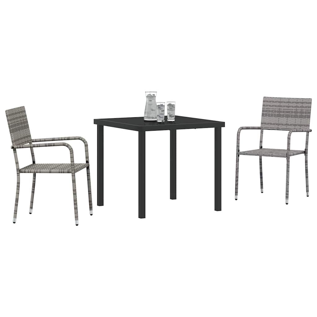 Have Spisebordssæt 3 stk. Grå polyrattan