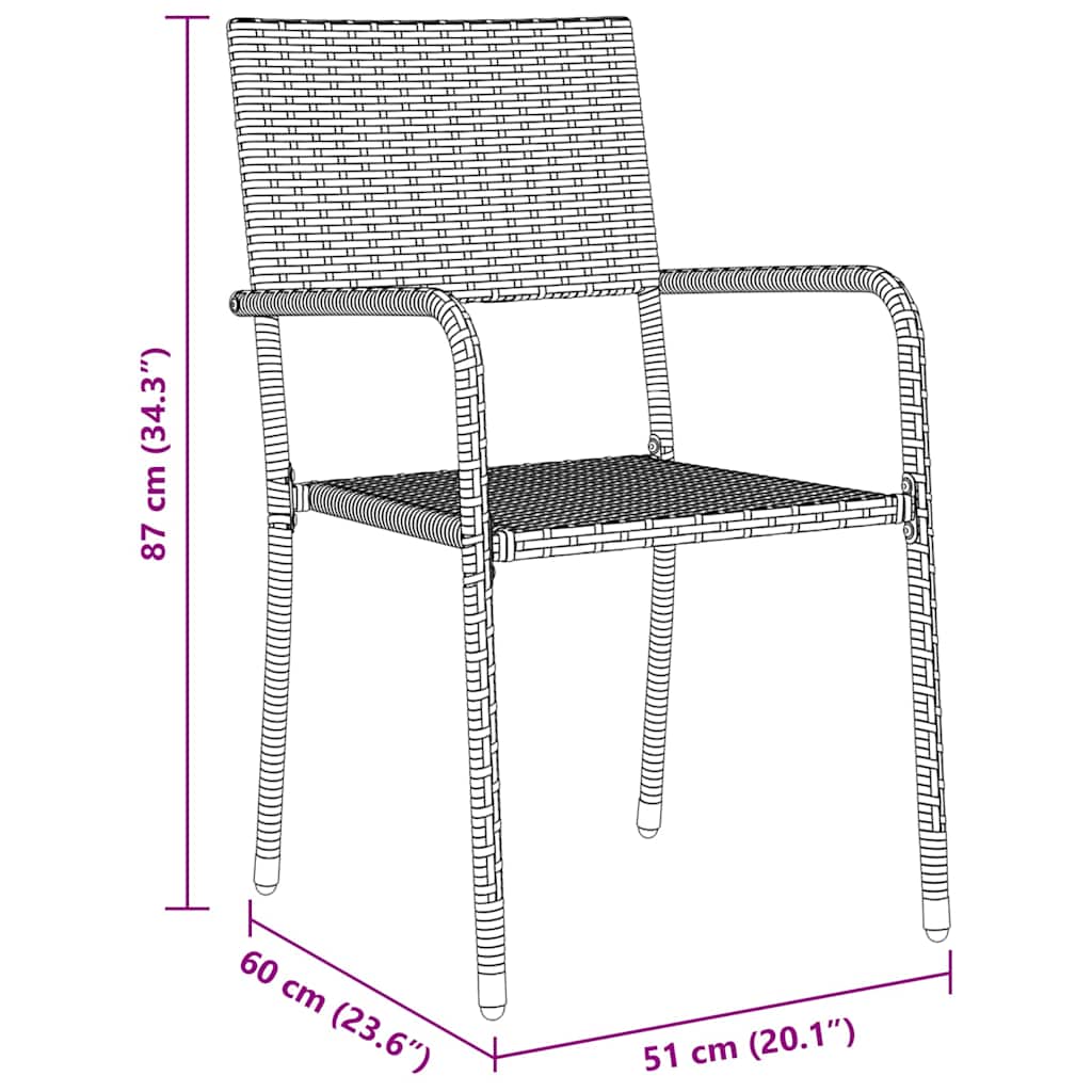 Have Spisebordssæt 3 stk. Grå polyrattan