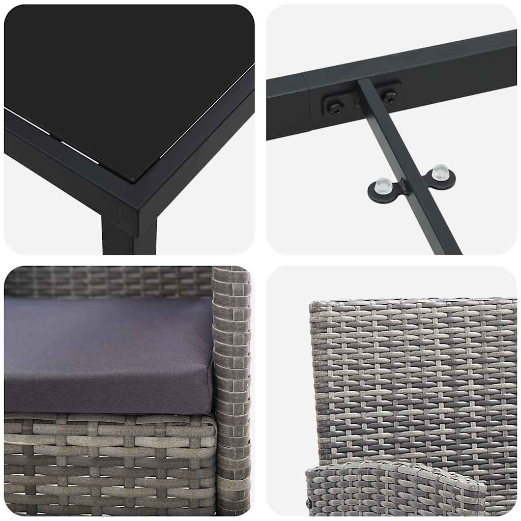Have Spisebordssæt 3 stk. Grå polyrattan