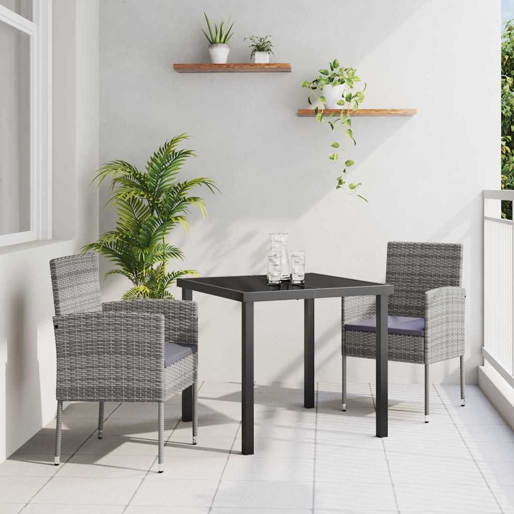 Have Spisebordssæt 3 stk. Grå polyrattan