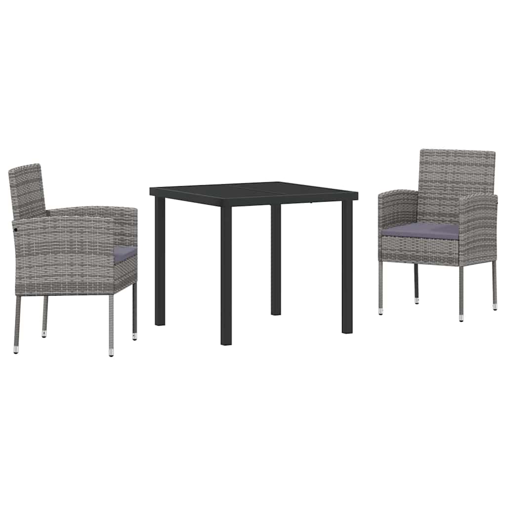 Have Spisebordssæt 3 stk. Grå polyrattan