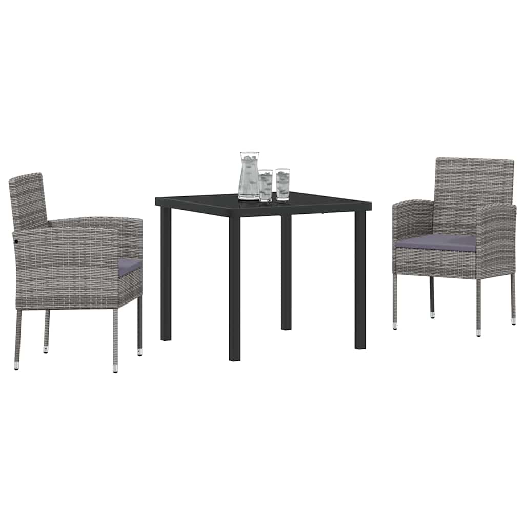 Have Spisebordssæt 3 stk. Grå polyrattan