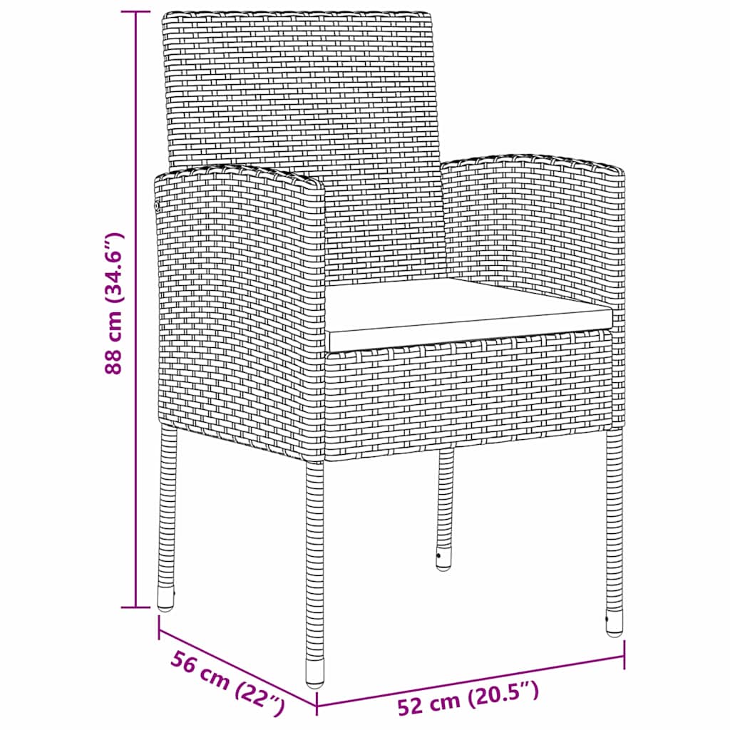 Have Spisebordssæt 3 stk. Grå polyrattan
