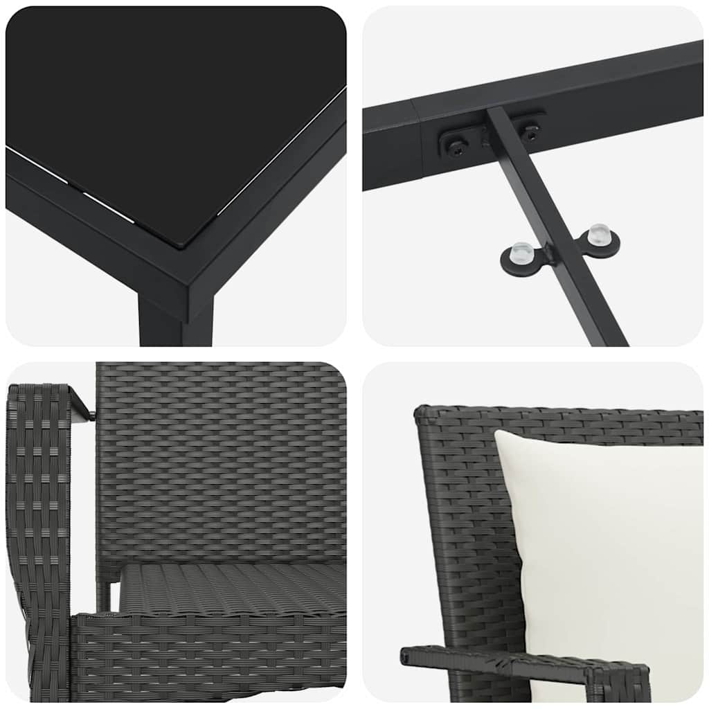 Have Spisebordssæt 5 stk. Sort polyrattan