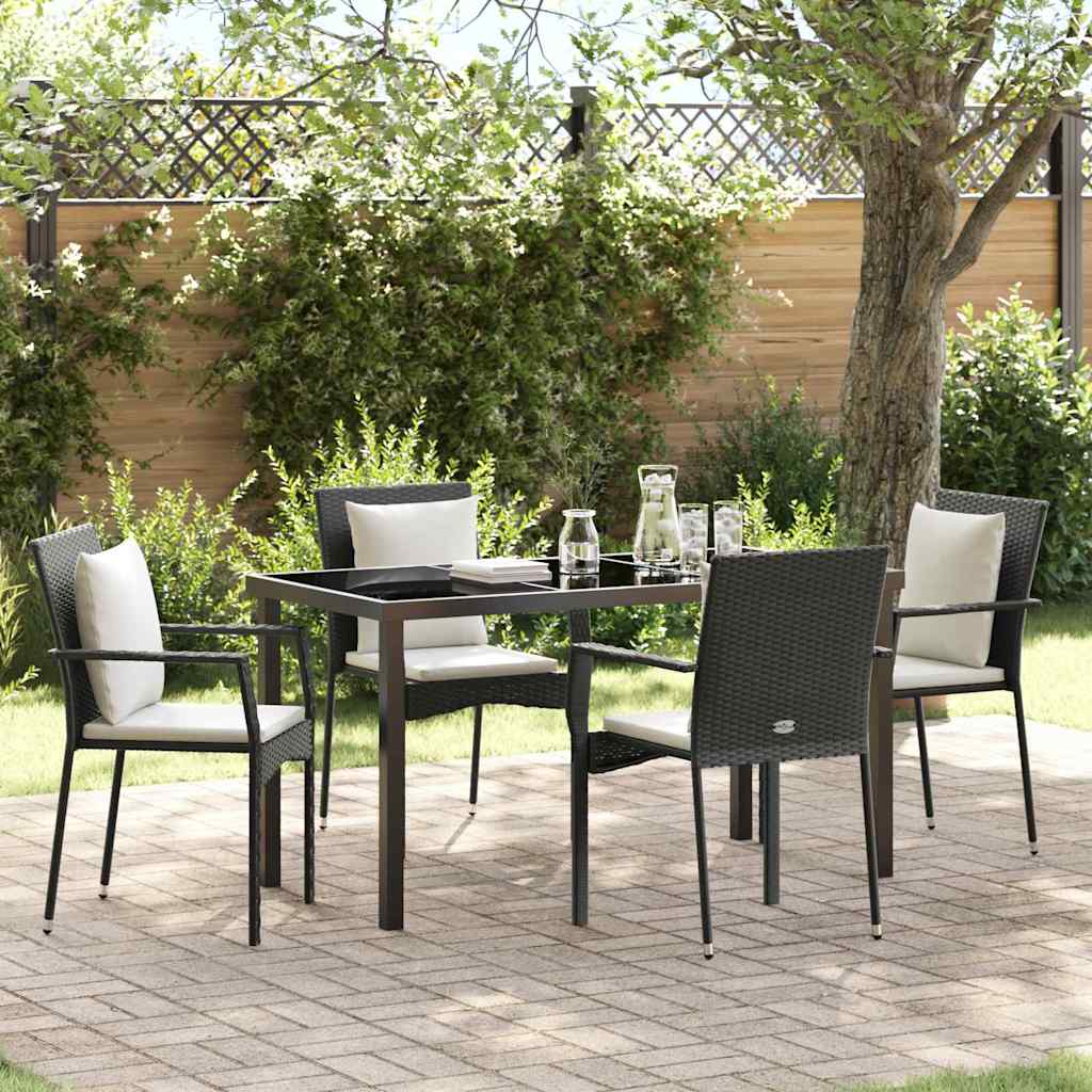 Have Spisebordssæt 5 stk. Sort polyrattan