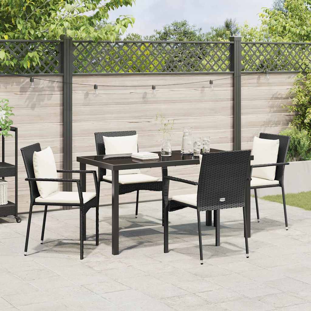 Have Spisebordssæt 5 stk. Sort polyrattan