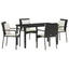 Have Spisebordssæt 5 stk. Sort polyrattan