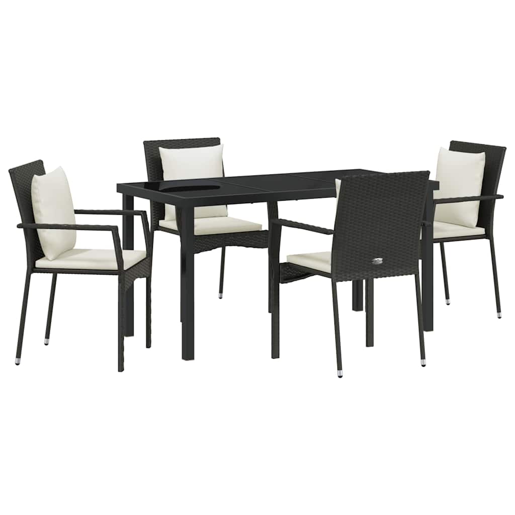 Have Spisebordssæt 5 stk. Sort polyrattan