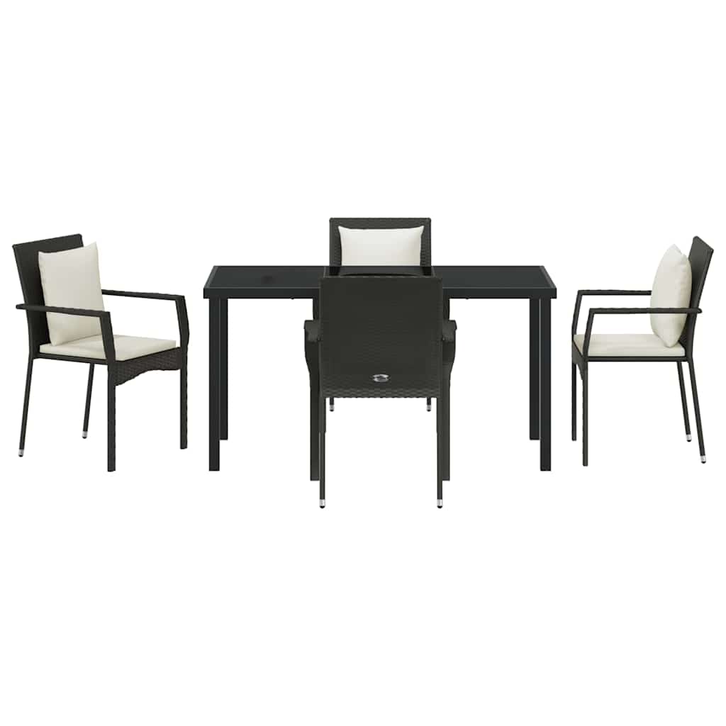 Have Spisebordssæt 5 stk. Sort polyrattan